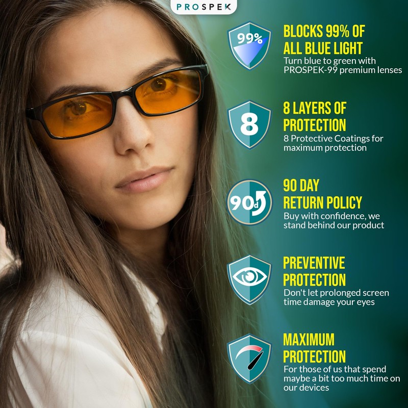 Prospek Blue Light Reading Computer Glasses, ELITE for Women and