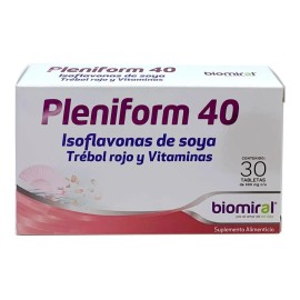 Pleniform 40 Isoflavonas de Soya | 30 Tabletas | Apoyo Menopausia | Equilibrio Hormonal Natural | Sin Sabor
