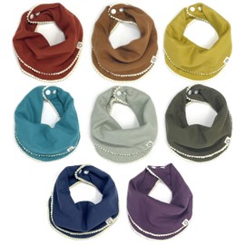 Kishu Baby Indi GOTS Organic Infinity Scarf Bib Set - 4-Way Reversible, 8 Layer Muslin Drool Bibs (Fiesta Set)
