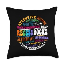 Recess Rocks Squad Teachers Students Monitor Back to School Throw Pillow
