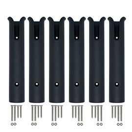 Wall Mounted Fishing Rod Holders Tubes Links Fishing Rod Holder Rack Rests (6-TUBE Black-HiUmi-US)