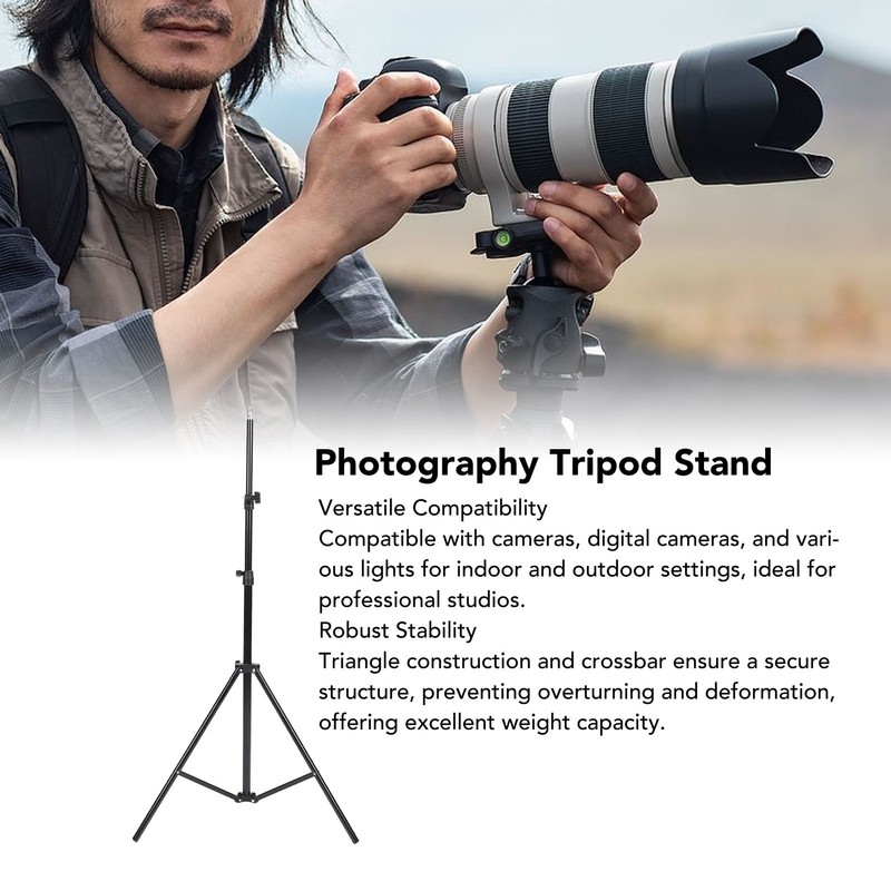 Photography Tripod Stand 2.1m Secure Structure Portable Adjustable Camera Tripod