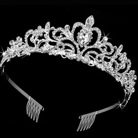 KalluliCC Crown for Women Silver,Tiara and Crown for Women Birthday Headband,Queen Tiara Bridal Wedding Headpiece Women Hair Accessories,Hair Accessories for Party