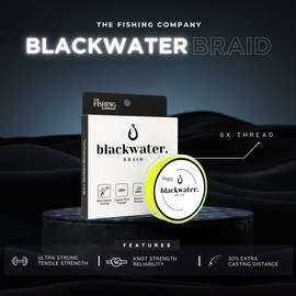 Blackwater Braid 8X Braided Fishing Line – Smooth, Strong PE Fiber – Abrasion Resistant, Zero Stretch – for Saltwater & Freshwater (High Vis Yellow, 15LB (150 Yards))