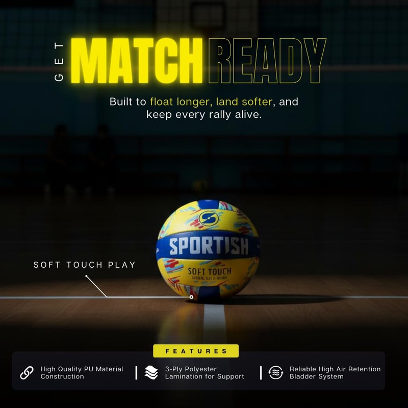 PU Volleyball – Machine Stitched Soft Touch Indoor Outdoor Training