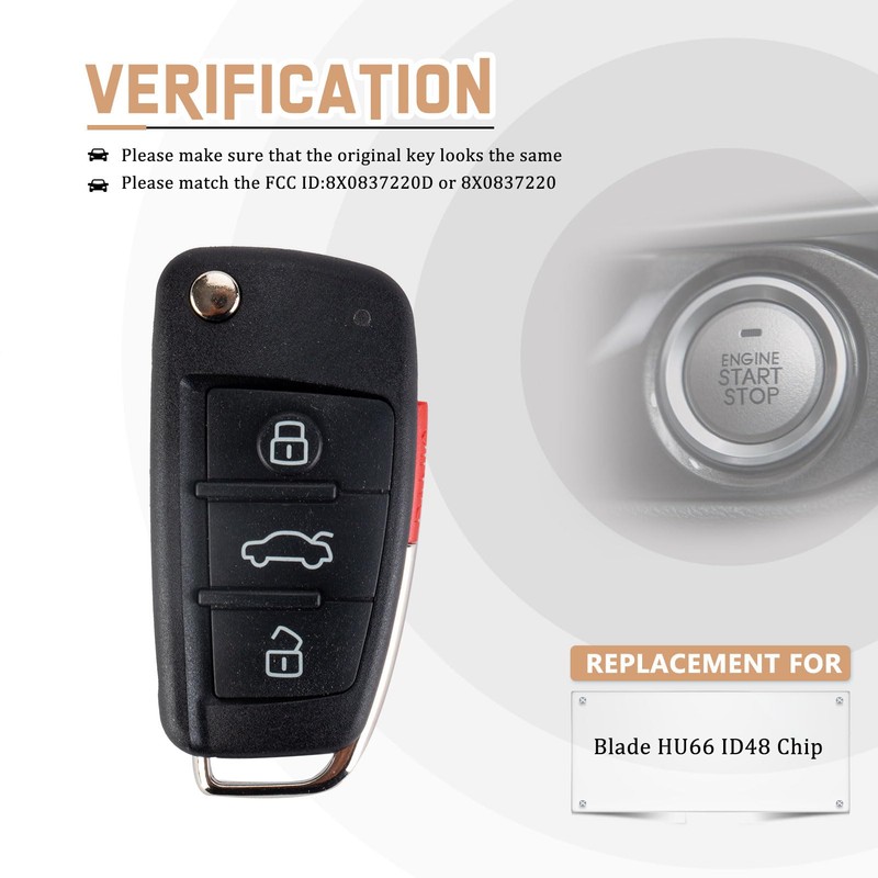 USAKeys Car Key Replacement for AUD- A1 TT R8 Q3