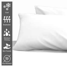 100% Cotton White Housewife Pillowcases 2 Pack 48x74, 400 Thread Count Long Staple Combed Cotton Pillow Cover, Sateen Weave Standard Housewife PillowCase (White Pillow Cases 2 Pack) - Pizuna