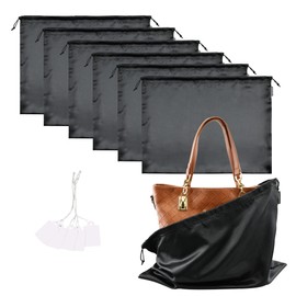 Pack of 6 Shoe Bag Drawstring Bag Storage Bag Silk Handbags Drawstring Bag for Handbag Purse Pocket Books Shoes Boots, black, shoe bag