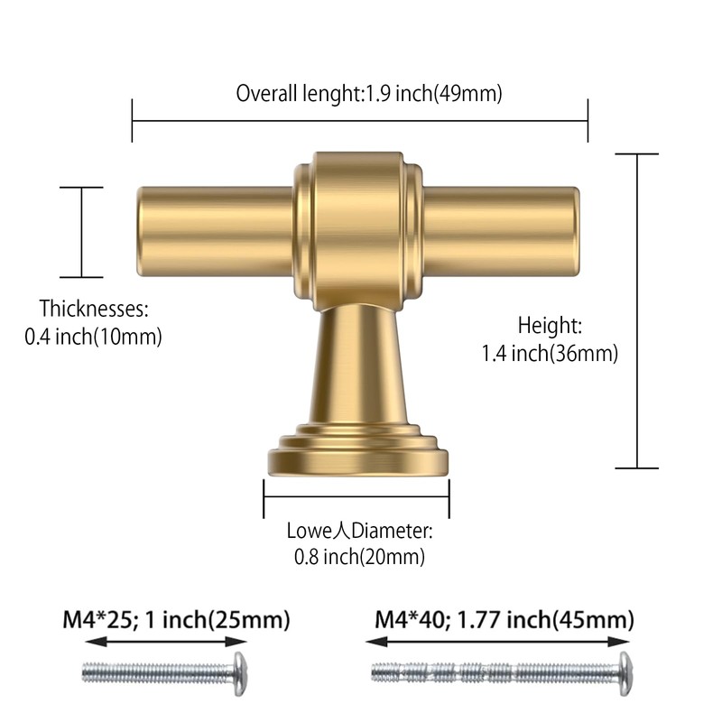ROMATEE 10 Pack Champagne Bronze Solid Cabinet Knobs 1.46 Inch(37mm)
