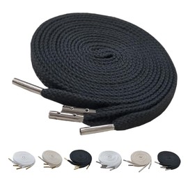 Actika Sneaker Shoelaces, Metal Cell Tip, Metal Tip, Rank Up, Customized, 47.2 - 59.1 inches (120 - 150 cm), Width 0.2 - 0.3 inches (6 - 8 mm), Metaltip, silver chip black