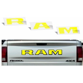 Reflective Concepts - RAM Tailgate Emblem Overlay Decal -Fits: 2015-2018 Ram Rebel (Bright Yellow)