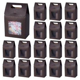 AHANDMAKER 24Pcs Kraft Paper Gift Boxes with Windows, Goodies Boxes Gift Boxes Treat Boxes, Black Gift Boxes for Food, Black Gift Boxes for Birthday Wedding Party, 3.93x2.3x5.9 Inch