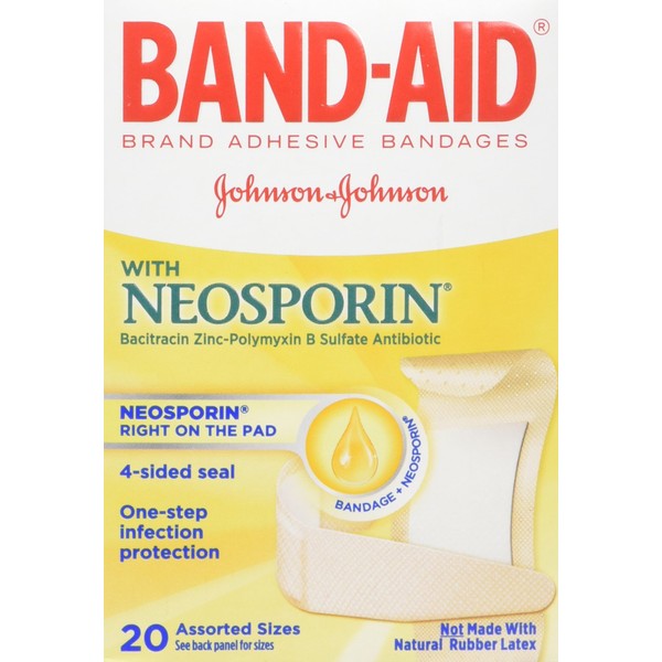 Band-Aid with Neosporin Bandages Assorted Sizes 20 Each (Pack of 3)