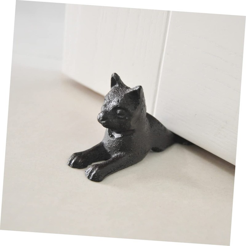 STOBOK Cast Iron Cat Shape Door Stopper Heavy Duty Wedge