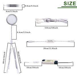 AIBOO Linkable Under Cabinet LED Lighting Hard Wire 12V Slim Aluminum Dimmable Puck Lights with Wireless Controller for Ambiance Lighting(6 Lights, Daylight White, NO Wall Plug)