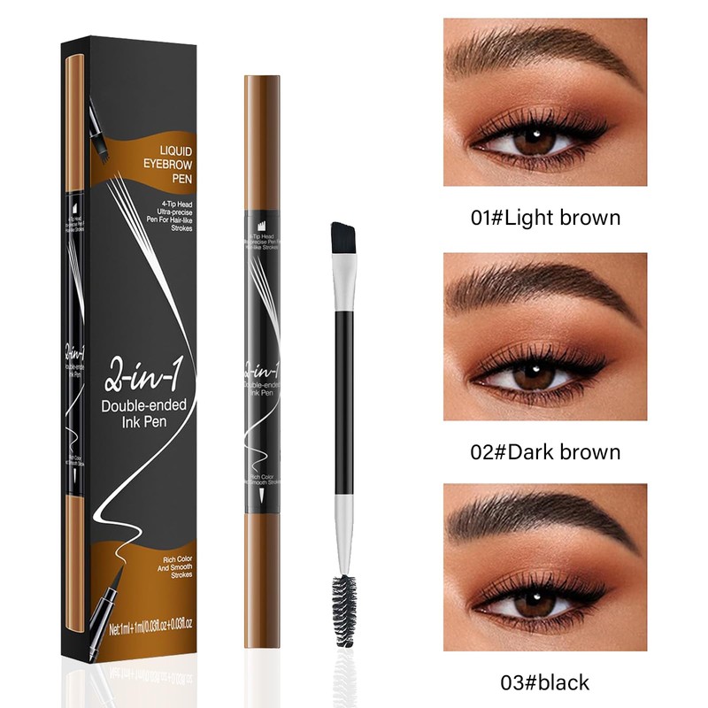 MisFun Eyebrow Pencil, 2-in-1 Dual-Ended Microblading Eyebrow Pencil, Smudge-proof Eyebrow