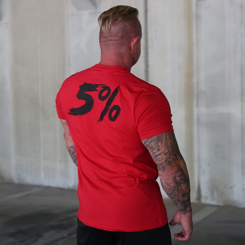 5% Nutrition Rich Piana Weightlifting Workout T-Shirt Gym Tee Muscle