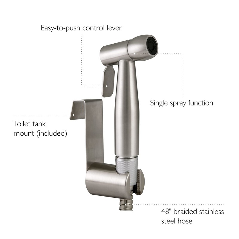 Design House 588913-SS Modern Single-Function Dual-Mount Hand Held Bidet Sprayer