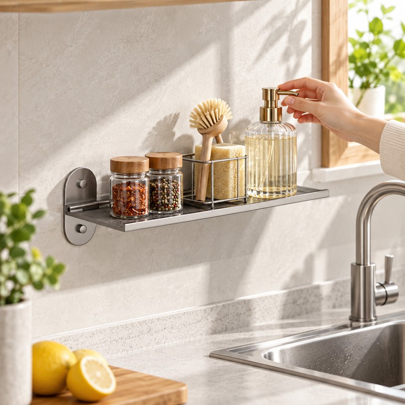 Modern Nordic Foldable Wall Bathroom Shelf – Space-Saving Storage Rack