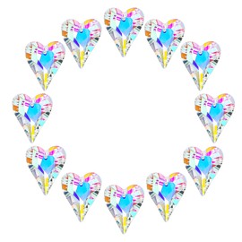 12pcs AB Coating Crystal Heart Prism Suncatcher, Heart Prisms Rainbow Maker, Window Sun Catcher Crystals Hanging Pendant for Garden Home Wedding Christmas Decor(27mm)
