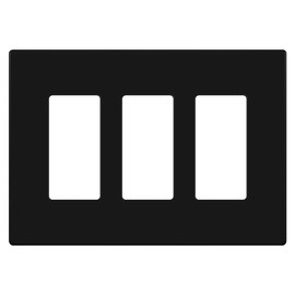 TG Screwless Decorator Wall Plates Child Safe Outlet Covers, Size 3-Gang 4.50" H x 6.30" L, Unbreakable Polycarbonate Thermoplastic, Glossy, Black (1 Pack)