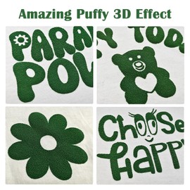 A ANGG 3D Puff Vinyl Heat Transfer 10inchx6ft Green Foaming HTV Roll Heat Press Film Puffy Iron on Vinyl for DIY T Shirt Bags Clothes Pillow Textile Fabric