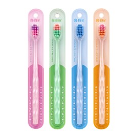 Set de 4 cepillos de dientes suaves multicolor, diseño ergonómico con mango antideslizante, cerdas ultrasuaves para dientes sensibles, ideal adultos y adolescentes, tonos pastel