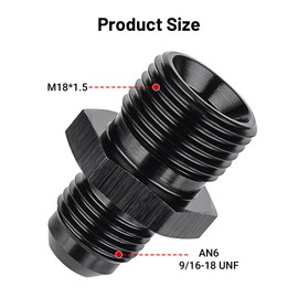 EVIL ENERGY 6AN Male Flare to M18 x 1.5mm Male Metric Fitting Adapter Aluminium Alloy 1PC