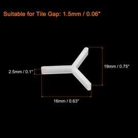 sourcing map 100Pcs Wall Floor Tile Plastic Y Type Spacers Tiling Tools 1.5mm 1/16 Inch Hexagon Tile Spacers for Ceramic Tiles Installation, White