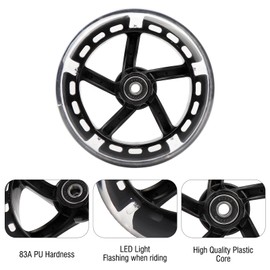 WHEELGOO Wiggle Scooter 145mm White Light-Up Replacement Wheels Front/Rear for Y Fliker 3-Wheeled Swing Scooter (3)