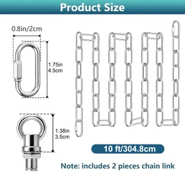 garini 10 Feet Silver Light Fixture Chain, Adjustable Metal Pendant Chandelier Chain Extension with Detachable Link, Maximum Load is 66 Pounds