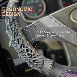 PINCTROT XL Size 17.5-18 Inch Great Grip Steering Wheel Cover for Semi Truck, Fits RV, Big Rig Trucker, 18 Wheeler and Classic Cars, Anti-Slip Design 17.5-18 Inch (Purple)