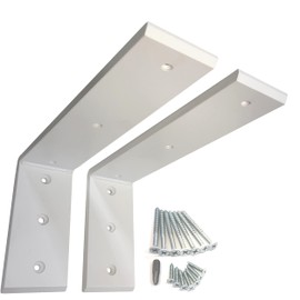 Dmax Heavy Duty L Brackets for Shelves, Countertop Brackets, Wall Shelf Bracket, Mantel Brackets | White, 10" x 6" x 2.5" | 2 Pack | 3/8" Thick Steel, Supports 300 lbs, Floating Design