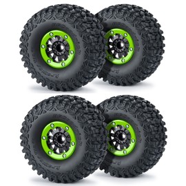 RCLIONS 1/7th RC Car 2.8inch Beadlock Wheel Rims and Tires Set Upgrades for 1:7 UDR Unlimited Desert Racer (Green)