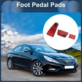 Hihaha 1 Set Automatic Foot Pedal Pads Foot Accelerator Pedal Covers for Dodge for RAM 1500 2010-2018 Aluminum Alloy Red