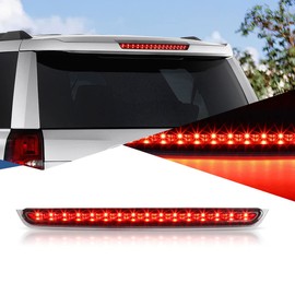 Auto Dynasty Full LED High Mount 3rd Third Tail Brake Light Stop Lamp Compatible with Chevy Suburban 1500 2500 Tahoe GMC Yukon XL 1500 2500 2007-2014, Black Housing, Clear Lens