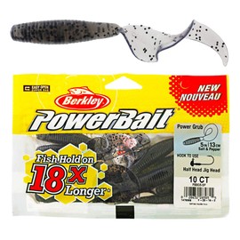 Berkley Powerbait Power Grubs Fishing Bait, 5", Salt & Pepper, 10Count, Salt/Pepper, Power Grubs
