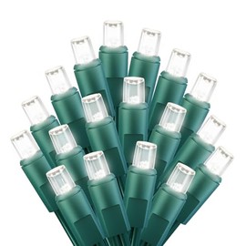 LED Christmas Mini String Lights, 14 Feet 50LEDs F5 Pure White Mini Lights, Connectable Christmas Tree Lights for Wreath Garland Holiday Party Wedding Outdoor Indoor Christmas Decoration, Green Wire