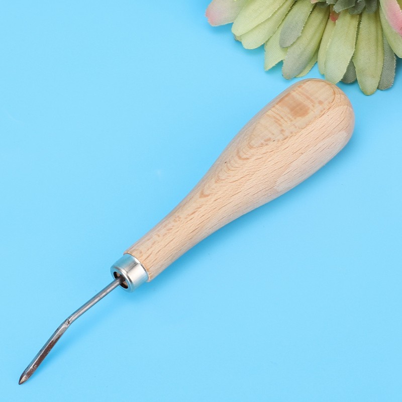 Rhombus Awl Steel Cone Punching Leather Tool Beech Handle Diamond