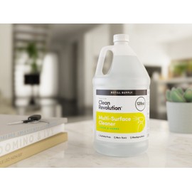 Clean Revolution Multi Surface Cleaner Refill Supply, Non-Toxic, Eco-Friendly & Plant-Based, Ready to Use, Lemon & Herbs, 128 Fl Oz (1 Gallon)