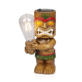 Alpine Corporation SLL2606SLR-HH Solar-Powered Tiki Statue with Lights, Solar Tropical Tiki Garden Statue, 9" H, Multicolor