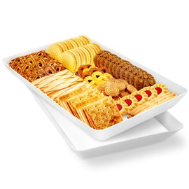WOWBOX 5 pcs Serving Tray for Entertaining, Serving Platters for Fruit, Cookies, Dessert, Snacks, Reusable Plastic Trays for Serving Food and Pantry Organization in Kitchen & for Parties