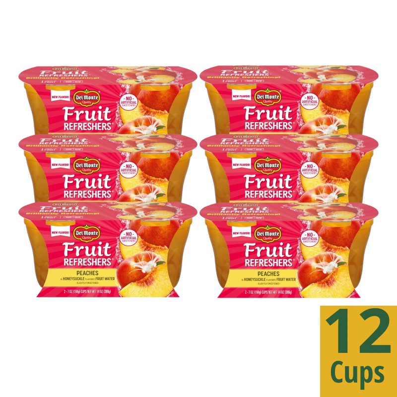 Del Monte Fruit Refreshers Peaches Honeysuckle Fruit Cup Snacks 6