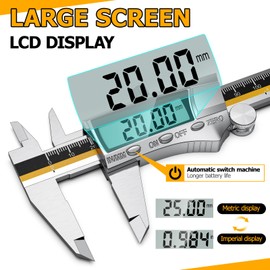 Digital Vernier Caliper, Preciva Digital Caliper Gauge, 150mm Micrometer with Clear LCD Screen, Precision Calipers Measuring Tool, Metal Measuring Gauge Stainless Steel with Inch/mm Conversion