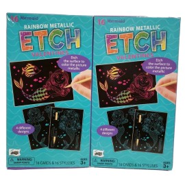 Unbranded VALENTINES DAY CARDS 16 Ct Rainbow Etch Metallic mermaid lot of 2