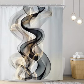 Riyidecor Black and Gold Shower Curtain 72Wx72H Inch Abstract Modern Ombre Ink Luxury Minimalist Texture Aesthetic Contemporary Fluid Liquid Bathroom Decor Fabric Polyester Waterproof 12 Pack Hooks