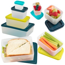 Reusable Lunch Containers - Set of 4 Microwave Safe, Meal Prep Stackable Nesting Containers, Pack Food, Snacks & Sauces in Leak Proof Compartments w/Lids, Easy to Clean, Bento Boxes