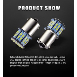 Antline 1156 1141 1003 7506 BA15S LED Bulbs Xenon White 20-Packs, Super Bright 3014 50-SMD LED Replacement for 12 Volt RV Camper Trailer Boat Trunk Interior Light Bulbs