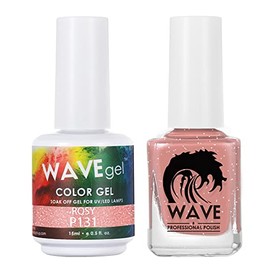 WAVEGEL Soak-Off Gel & Nail Lacquer Matching Duo Set - Simplicity Collection - #P131 Rosy I 0.5 Oz