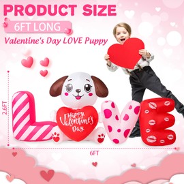 6 FT Valentines Day Inflatable Outdoor Decorations, Blow up Valentine's Day Love Dog Yard Decor with Red Heart, Built-in LED Lights Valentine Holiday Decoration for Outside Lawn Garden Wedding Indoor
